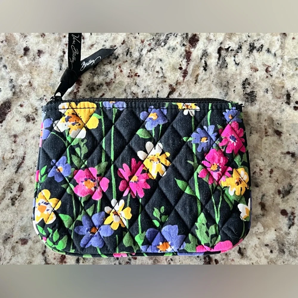 Vera Bradley Black Floral Quilted Pouch - Picture 1 of 5